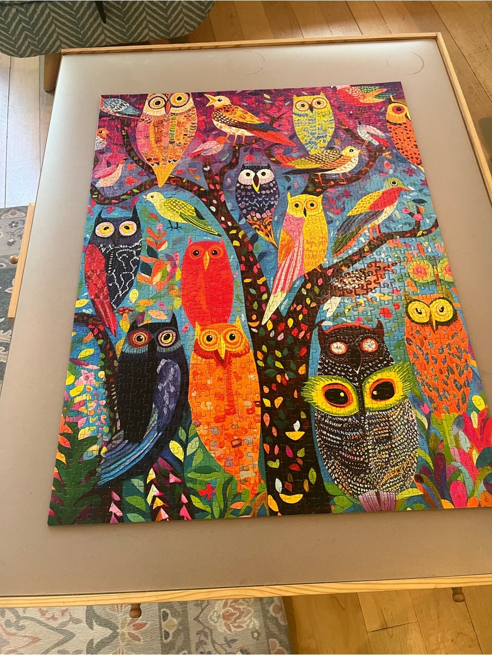 1000 pc puzzle-Owl Oasis:The Vibrant Perch